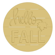 3D Round MDF Cutout Hello Fall Maple Leaf - Unfinished For DIY