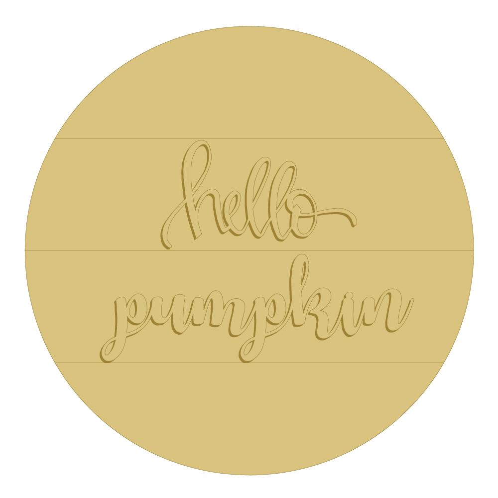 3D Round MDF Cutout Hello Pumpkin - Unfinished For DIY