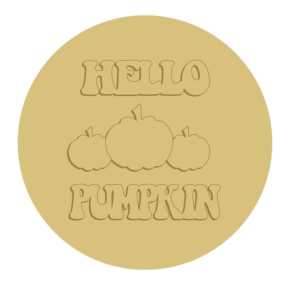 3D Round MDF Cutout Hello Pumpkin Style 2 - Unfinished For DIY