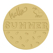 3D Round MDF Cutout Hello Summer With Watermelon Seeds And A Ant - Unfinished For DIY