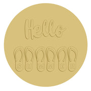 3D Round MDF Cutout Hello Summer Flip Flops - Unfinished For DIY
