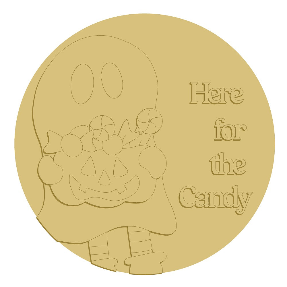 3D Here For The Candy Unfinished Wood Cutout Style 1