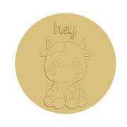 3D Round MDF Cutout Hey Cow - Unfinished For DIY