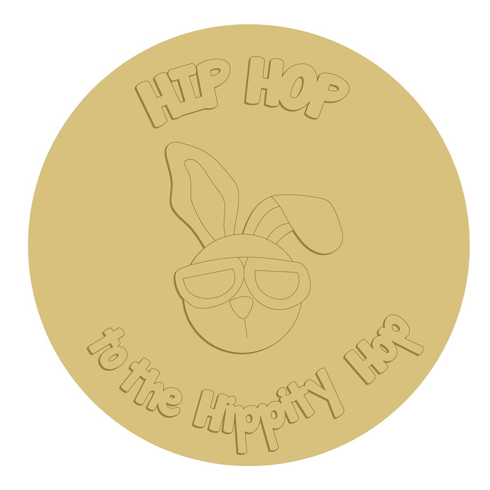 3D Round MDF Cutout Hip Hop Bunny With Sunglasses - Unfinished For DIY