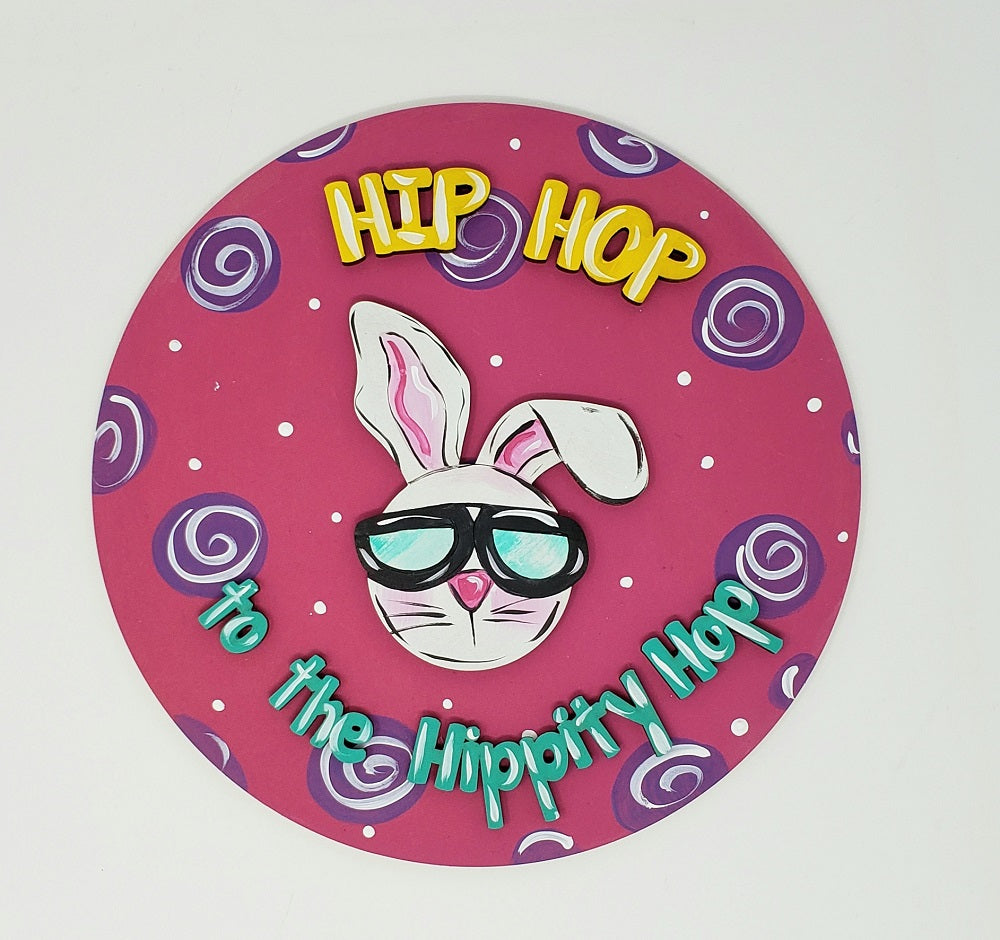3D Round MDF Cutout Hip Hop Bunny With Sunglasses - Unfinished For DIY