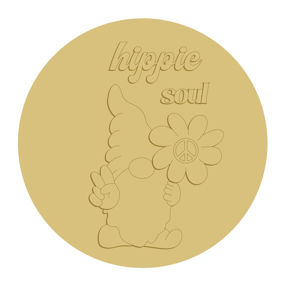 3D Round MDF Cutout Hippie Soul Gnome - Unfinished For DIY
