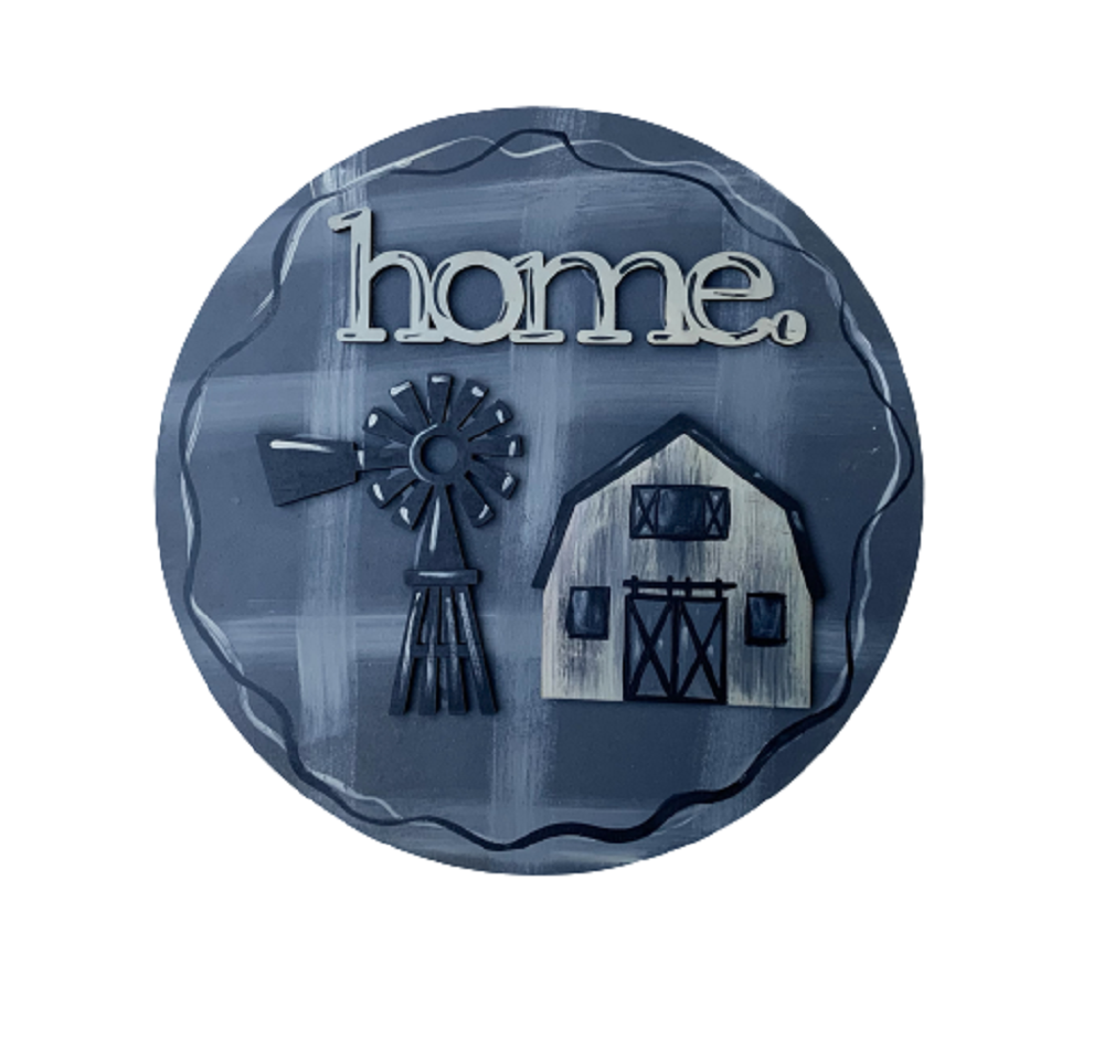 Design By Line Round MDF Cutout Home Windmill Barn Silhouette - Unfinished For DIY