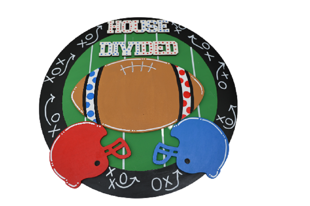 3D Round MDF Cutout House Divided Football Helmets - Unfinished For DIY