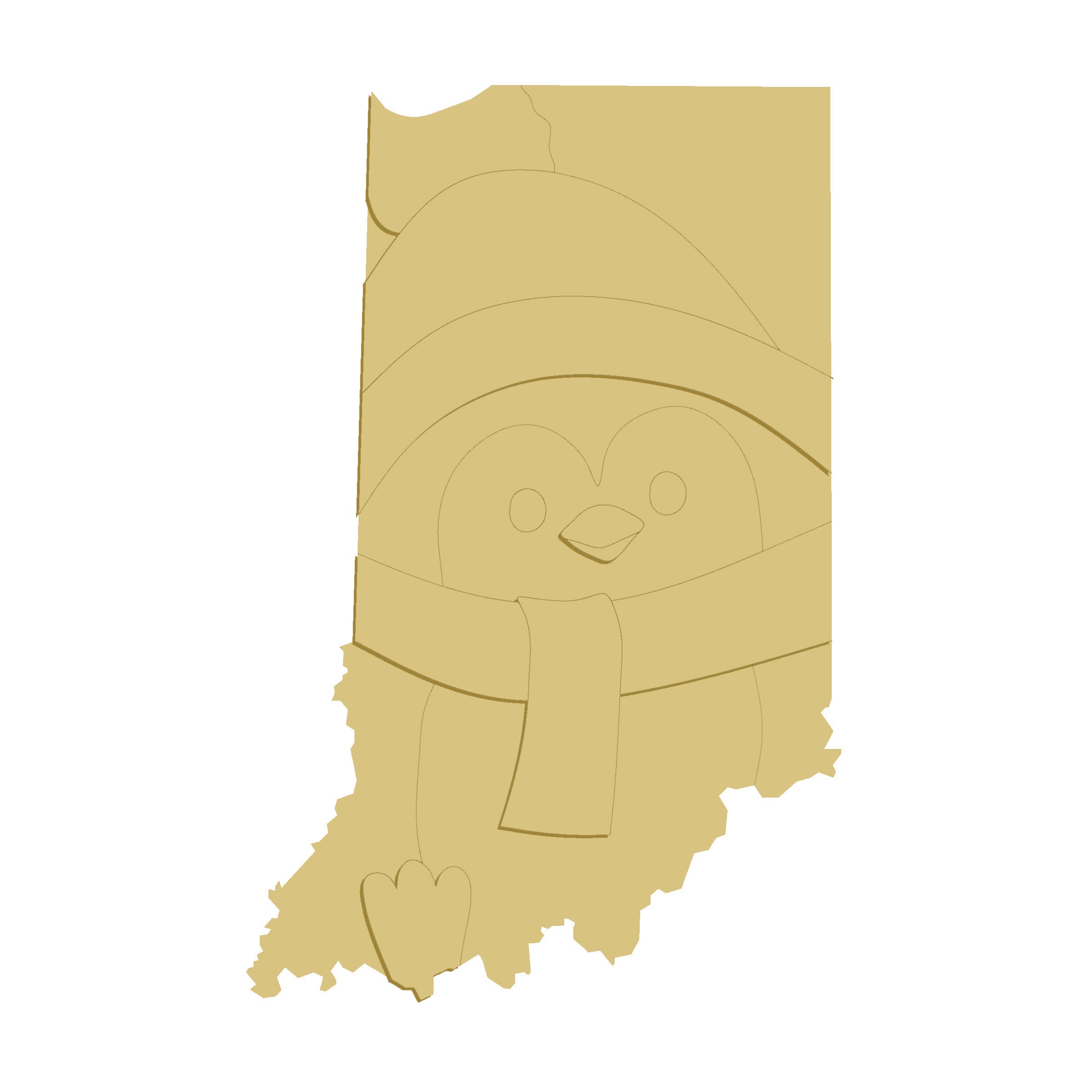 3D  MDF Cutout  Indiana Penguin  - Unfinished For DIY
