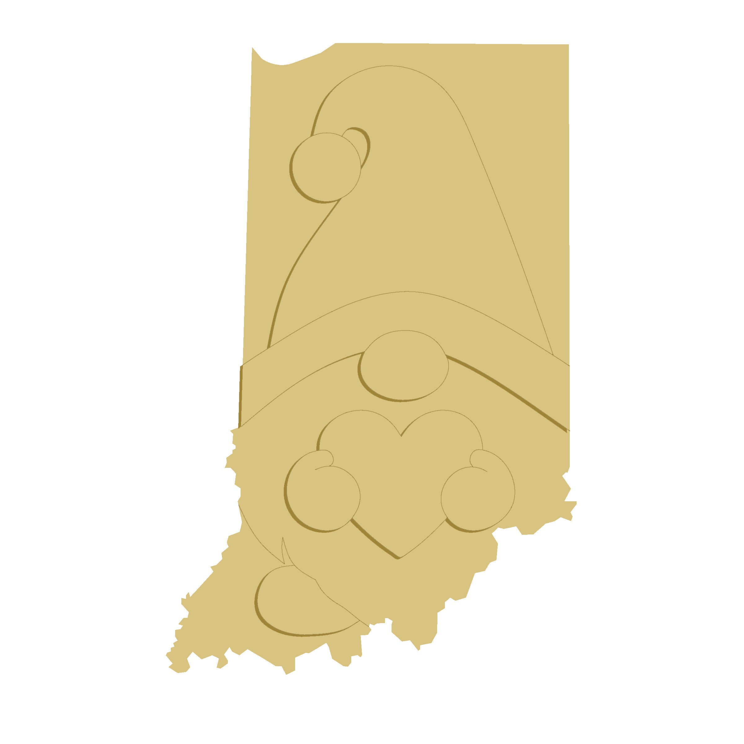 3D  MDF Cutout  Indiana Gnome  - Unfinished For DIY