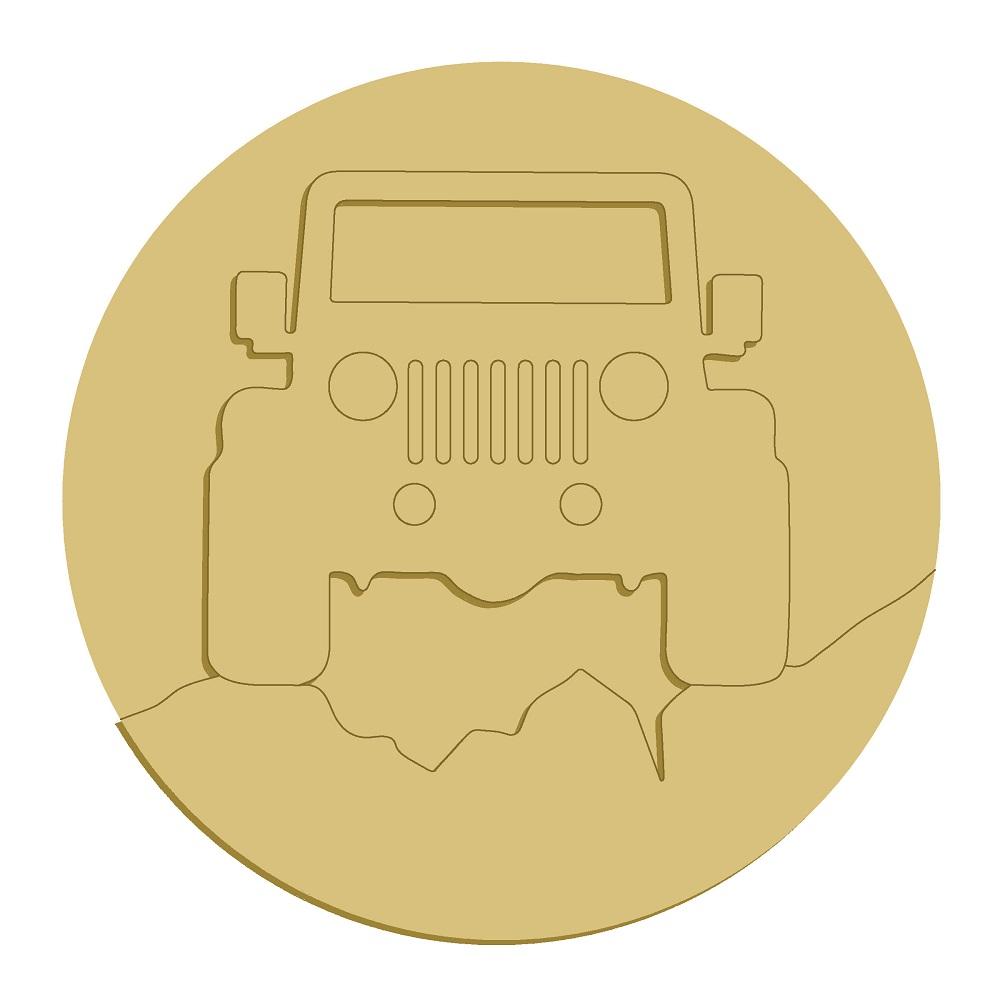 3D Round MDF Cutout Jeep Front Silhouette - Unfinished For DIY