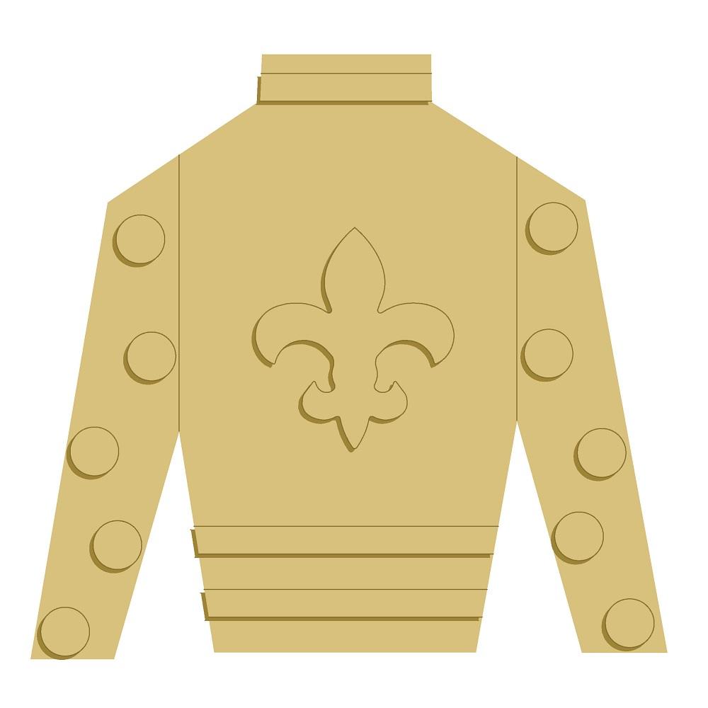 3D Jockey Silk MDF Cutout Fleur-De-Lis Emblem On Front With Studded Sleeves - Unfinished For DIY