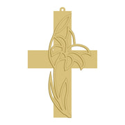 3D Laser Cut Cross MDF Cutout Floral Vine Overlay - Unfinished For DIY