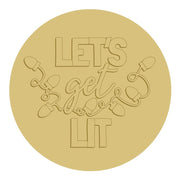 3D Round MDF Cutout Let's Get Lit With String Lights - Unfinished For DIY