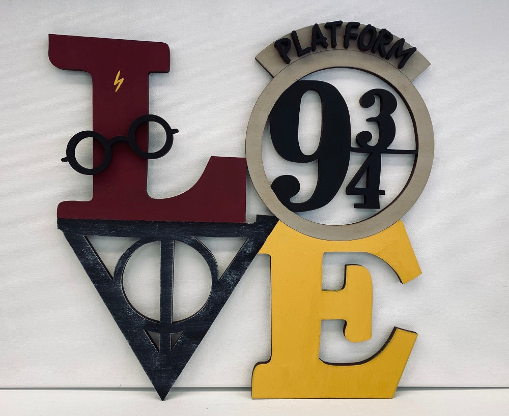 3D Love Sign MDF Cutout Platform 9 3/4 - Unfinished For DIY