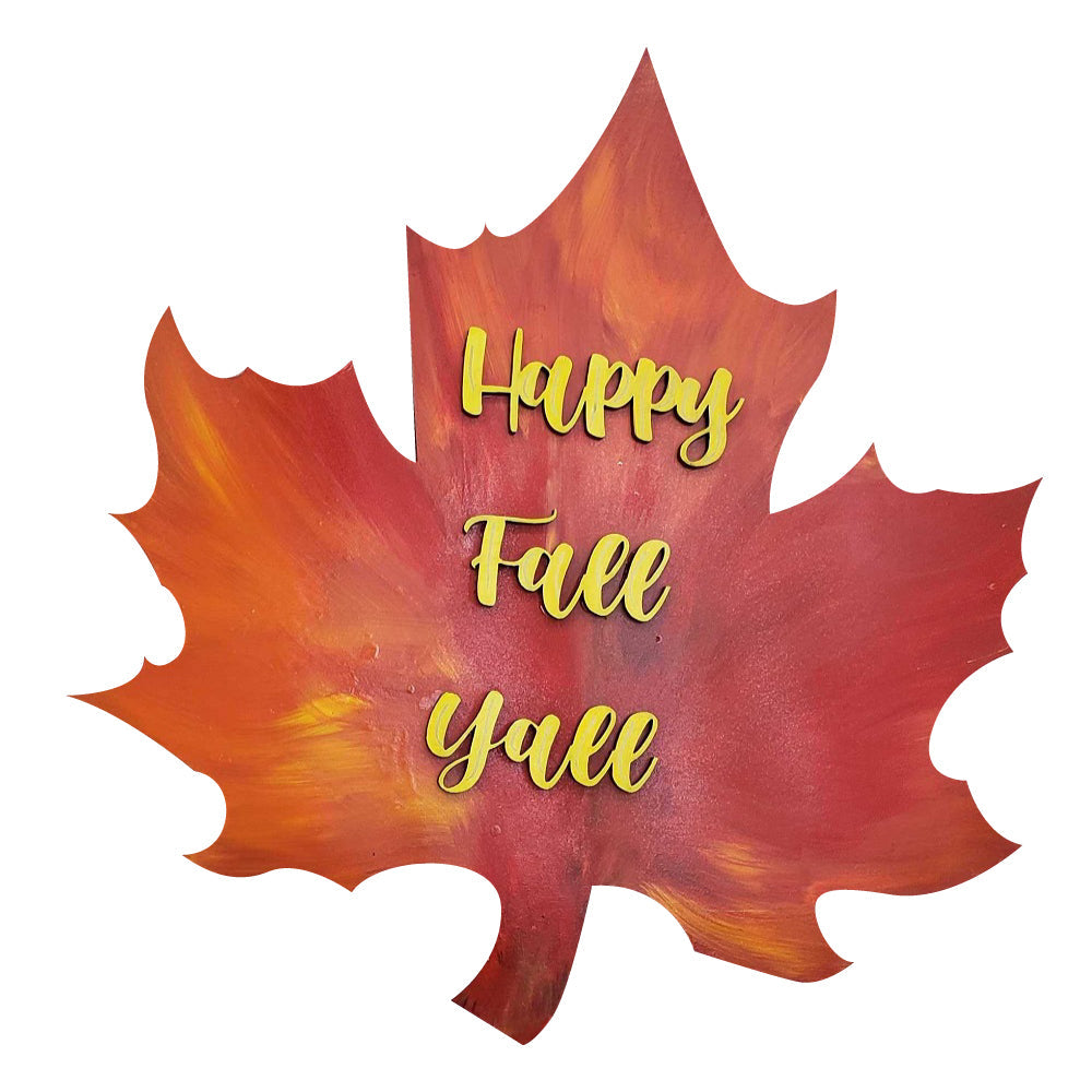 3D Maple Leaf MDF Cutout Happy Fall Y'all - Unfinished For DIY