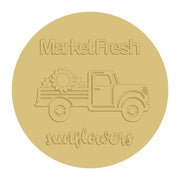 3D Round MDF Cutout MarketFresh Sunflowers Truck - Unfinished For DIY