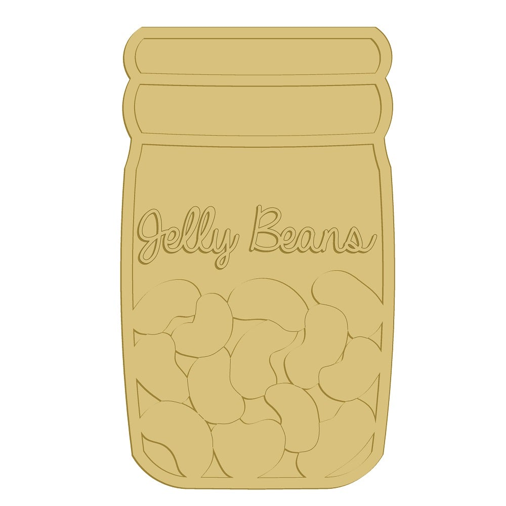 3D Mason Jar MDF Cutout Jelly Beans - Unfinished For DIY