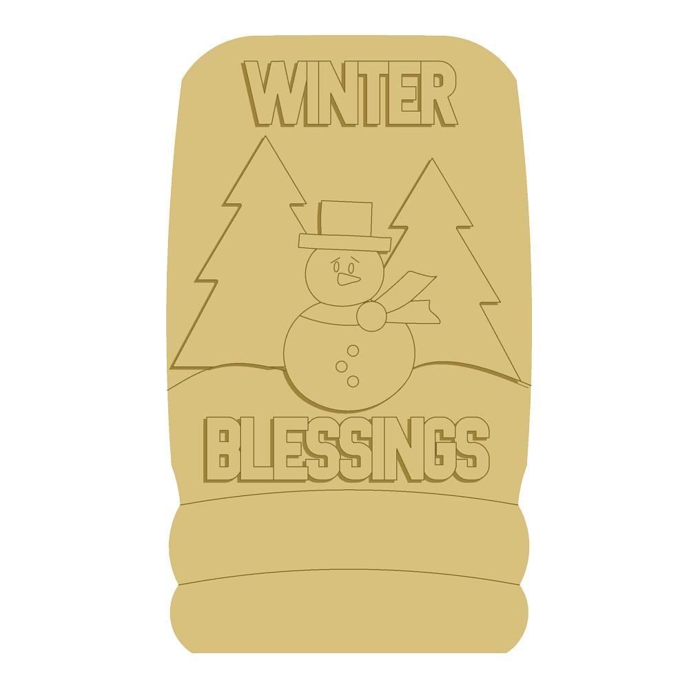 3D Mason Jar MDF Cutout Winter Blessings Snowman Scene - Unfinished For DIY