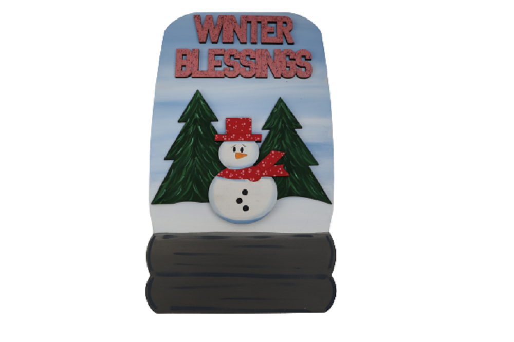 3D Mason Jar MDF Cutout Winter Blessings Snowman Scene - Unfinished For DIY