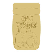 3D Mason Jar MDF Cutout Give Thanks Harvest Scene - Unfinished For DIY