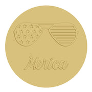 3D Round MDF Cutout Merica Sunglasses USA Flag - Unfinished For DIY