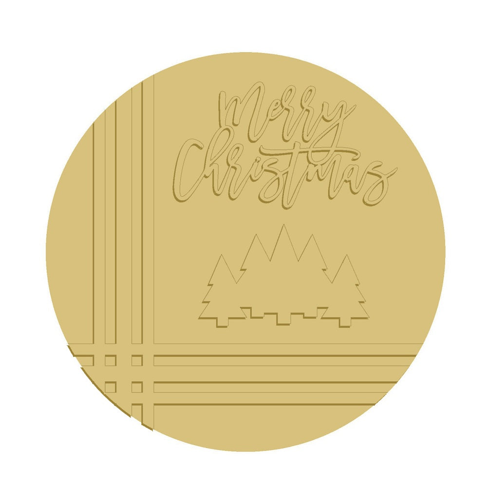 3D Round MDF Cutout Merry Christmas Style 8 - Unfinished For DIY