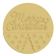 3D Round MDF Cutout Merry Christmas Style 1 - Unfinished For DIY