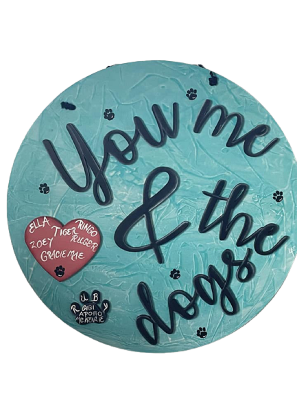 3D Round MDF Cutout You Me & The Dogs - Unfinished For DIY