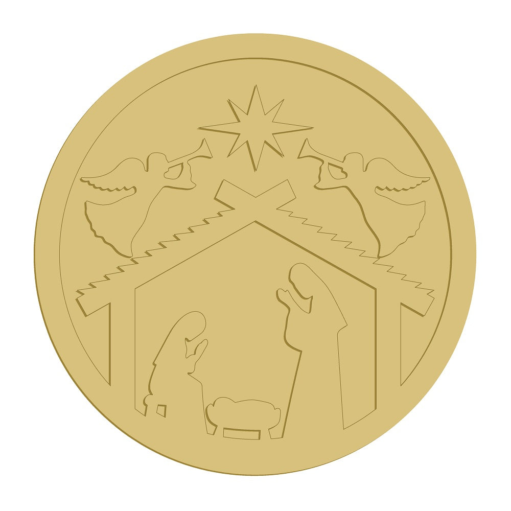 3D Round MDF Cutout Nativity Scene In Stable - Unfinished FOR DIY