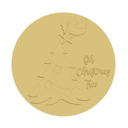 3D Round MDF Cutout Oh Christmas Tree With A Bird And Star- Unfinished For DIY