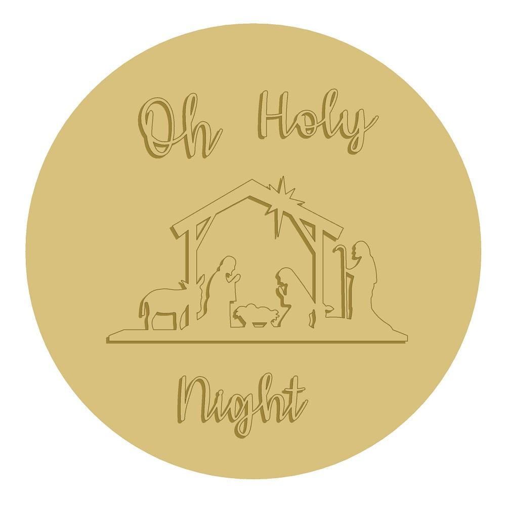 3D Round MDF Cutout Oh Holy Night Nativity Scene - Unfinished For DIY