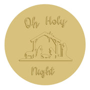 3D Round MDF Cutout Oh Holy Night Nativity Scene - Unfinished For DIY