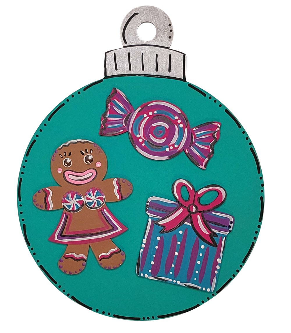 3D Ornament MDF Cut Out Gingerbread Man Gift Box With Ribbon And Candy Decorations - Unfinished For DIY