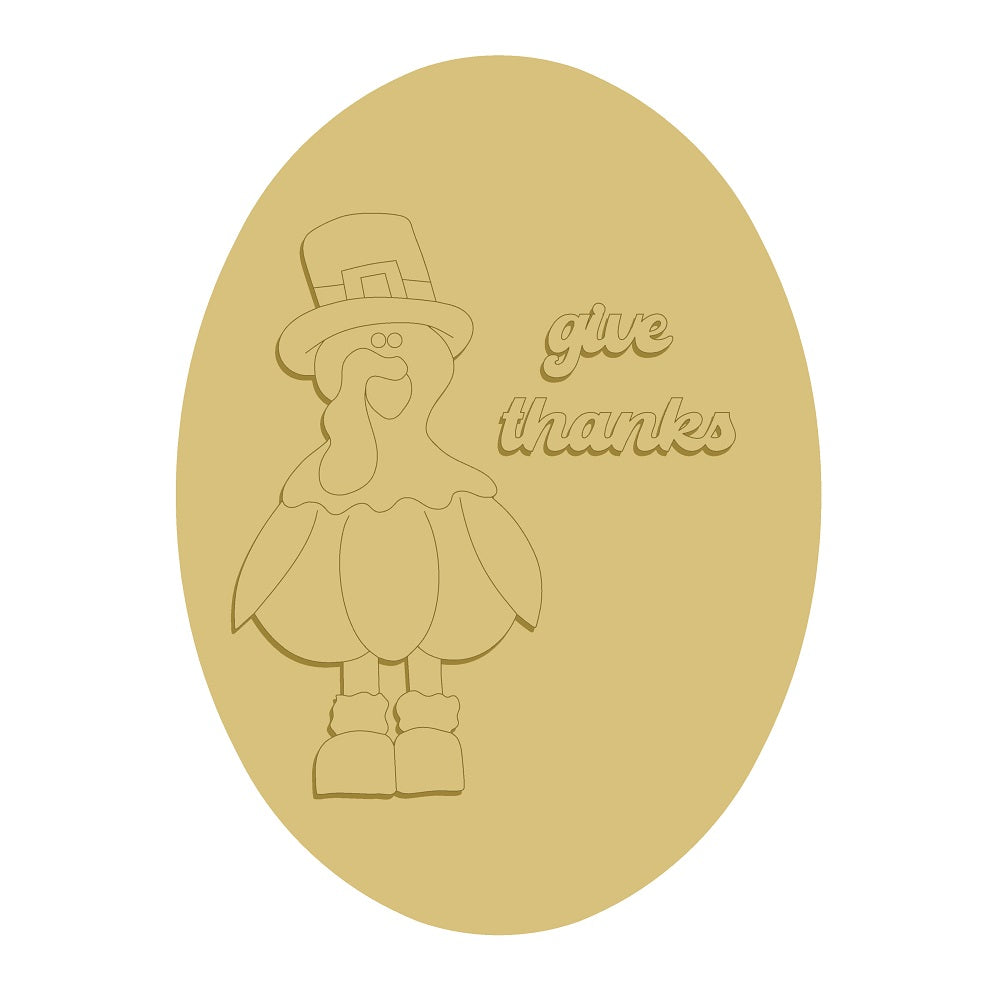 3D Egg MDF Cutout Give Thanks Turkey - Unfinished For DIY