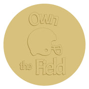 3D Round MDF Cutout Own The Field Football Helmet - Unfinished For DIY