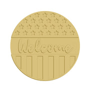 3D Round MDF Cutout Patriotic Welcome Flag - Unfinished For DIY
