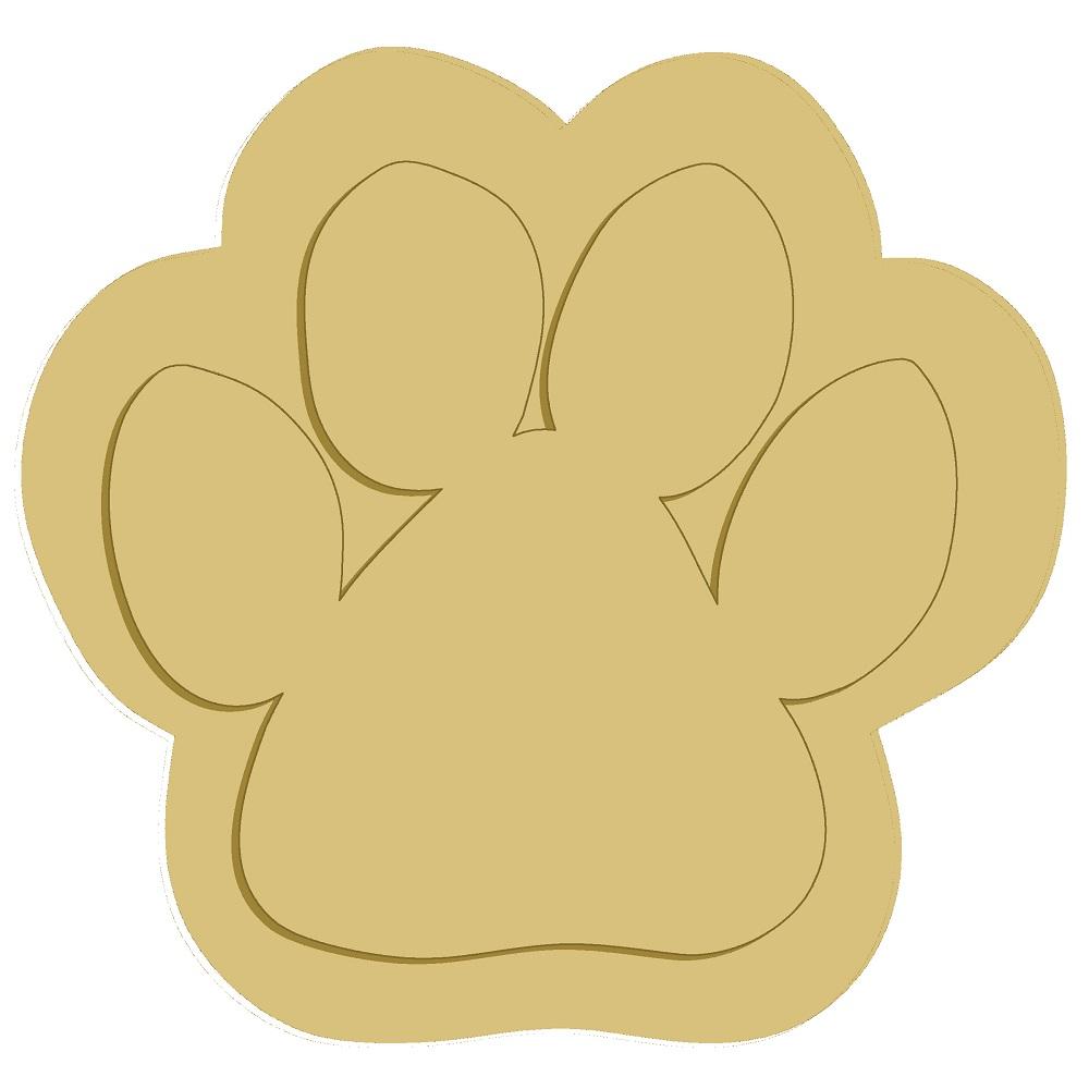 3D Paw Print MDF Cutout Silhouette - Unfinished For DIY