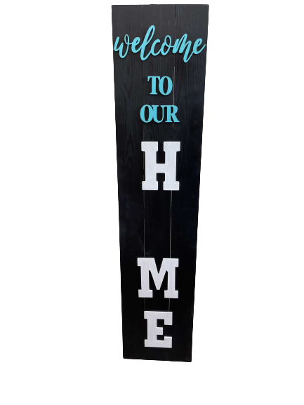 3D Vertical Rectangle MDF Cut Out Welcome To Our Home (Letters Only) - Unfinished For DIY