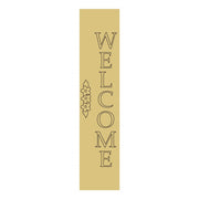 3D Rectangle MDF Cutout Vertical Welcome With Floral Vine (Letters Only) - Unfinished For DIY
