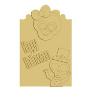3D Plaque MDF Cutout Happy Halloween Skeleton Top Hat - Unfinished For DIY