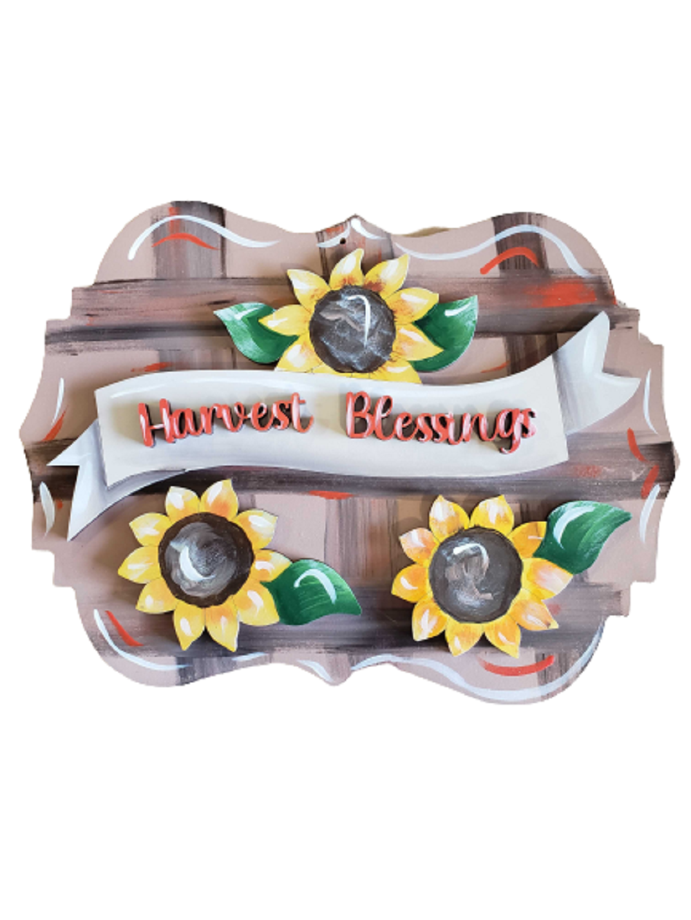 Design By Line Plaque MDF Cutout Harvest Blessings Banner With Sunflowers - Unfinished For DIY