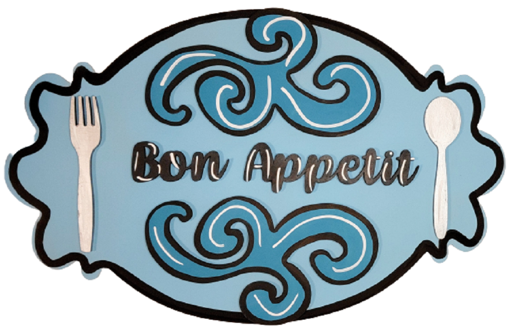 Design By Line Oval Plaque MDF Cutout Bon Appetit - Unfinished For DIY