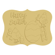 3D Plaque MDF Cutout Happy Easter - Unfinished For DIY