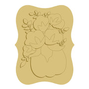 3D Scalloped Plaque Frame MDF Cutout Floral Bouquet In Vase - Unfinished For DIY