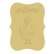 3D Scalloped Plaque MDF Cutout Welcome Chicken With Eggs - Unfinished For DIY
