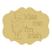 3D Scalloped Plaque MDF Cutout Kiss Me I'm Irish With Leprechaun - Unfinished For DIY