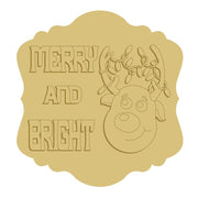 3D Plaque MDF Cutout Merry And Bright Reindeer With Christmas Lights - Unfinished For DIY