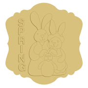 3D Scalloped Plaque MDF Cutout Spring Bunnies - Unfinished For DIY