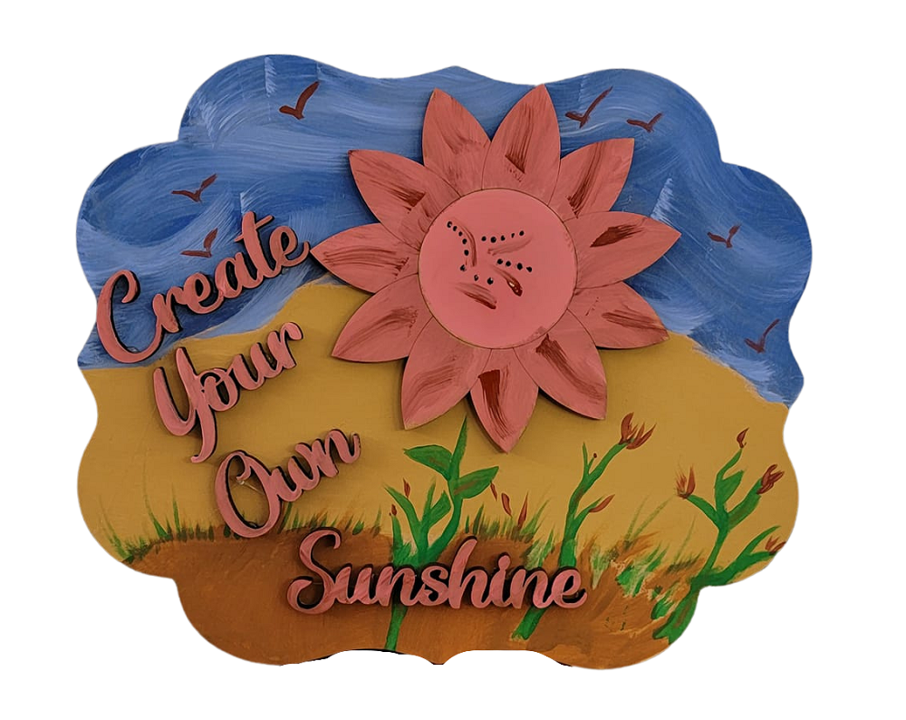 3D Scalloped Plaque Square MDF Cutout Create Your Own Sunshine - Unfinished For DIY